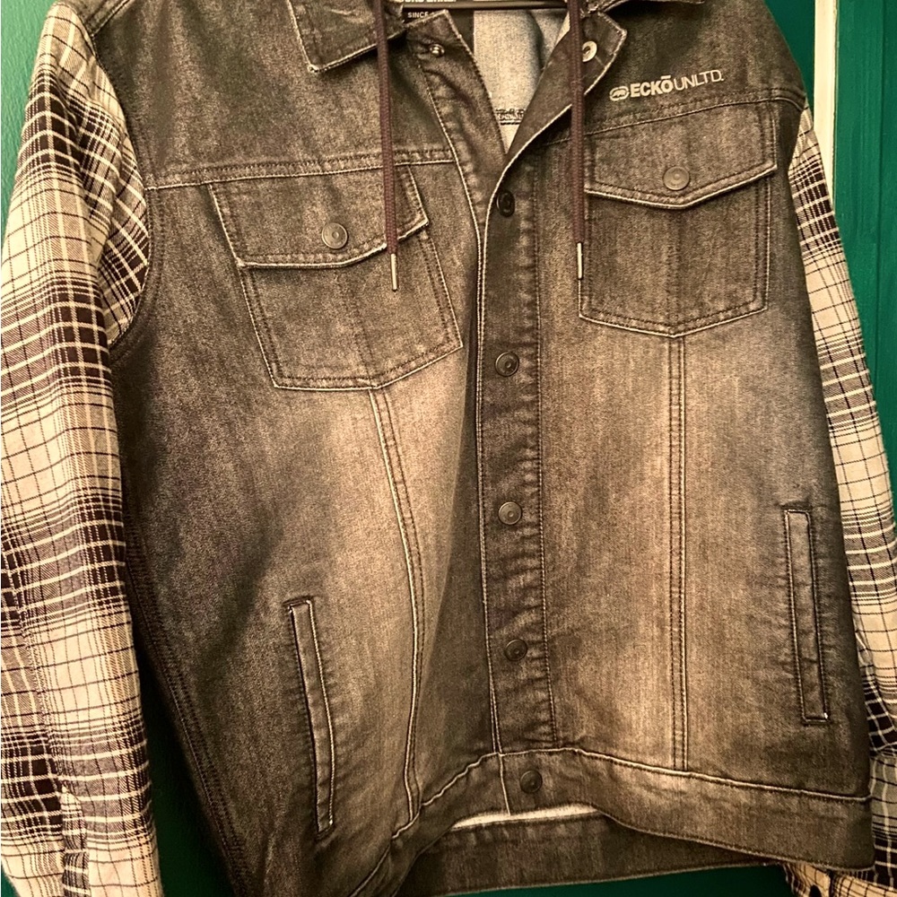 Ecko unlimited jean jacket/ hoodie !